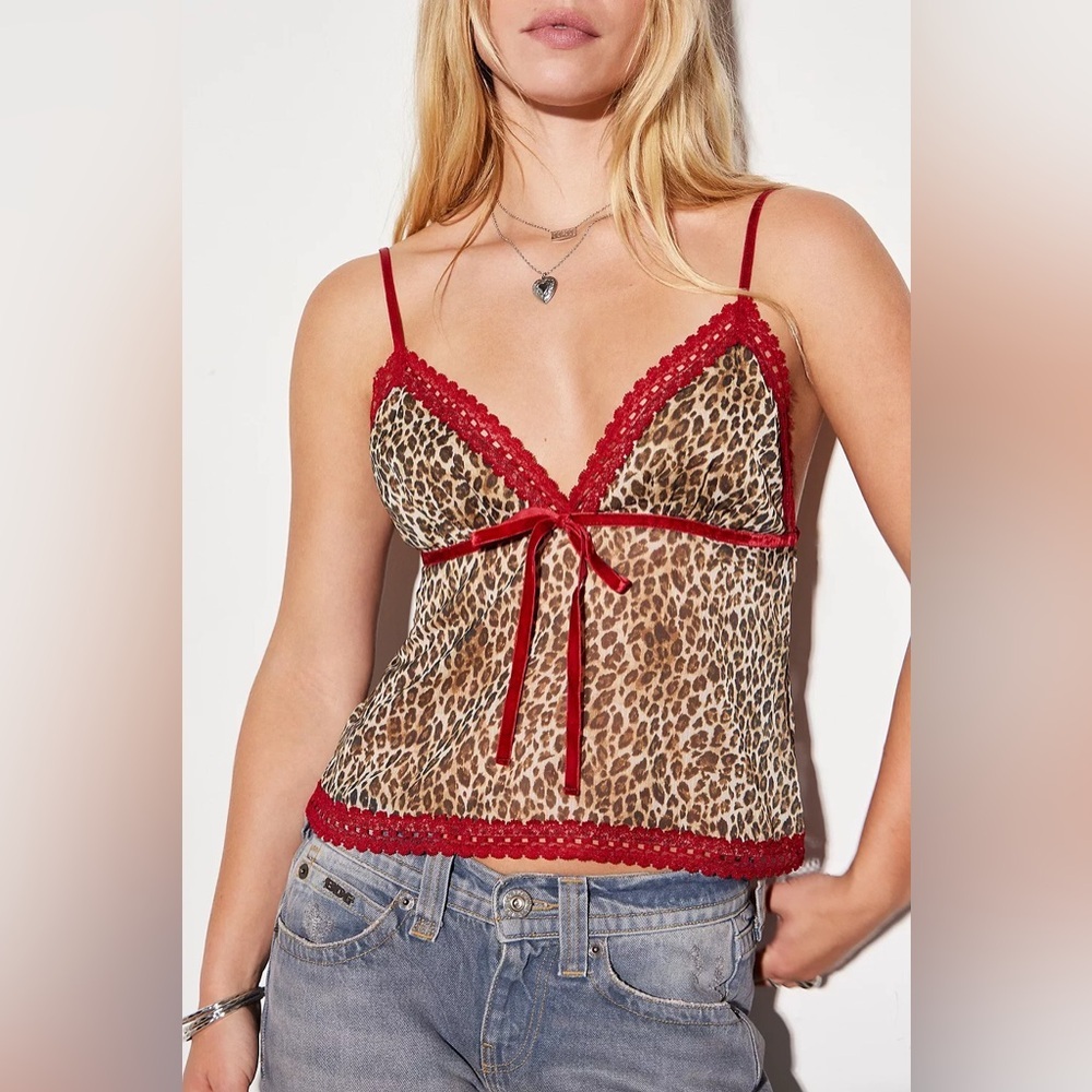 Urban Outfitters Red and Leopard Camisole